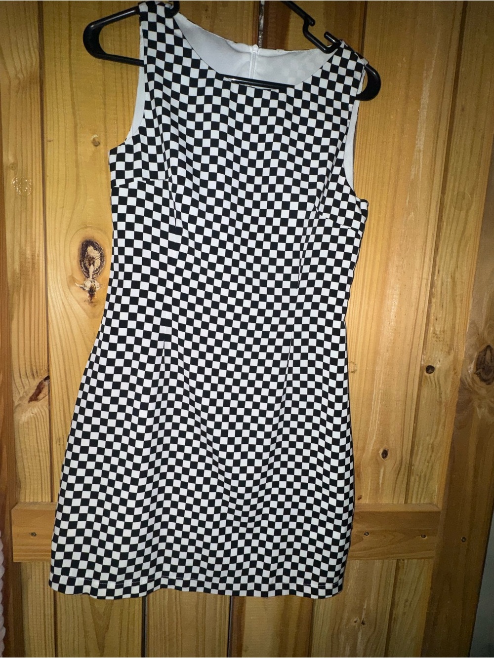 Checkerboard Sleeveless Mini Dress in Black and White